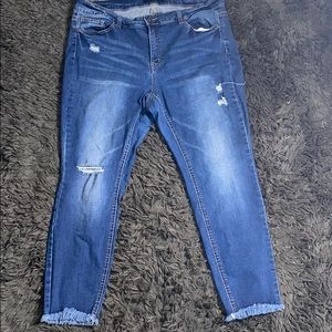 Plus sized Skinny Jeans w/ Distressing